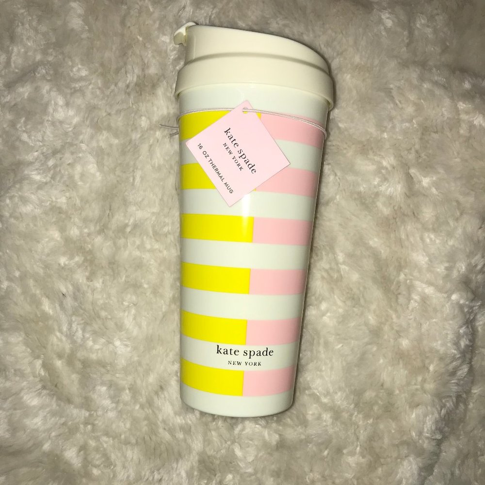 Kate Spade Two-Toned Stripes Thermal Mug with Lid - Picture 1 of 6